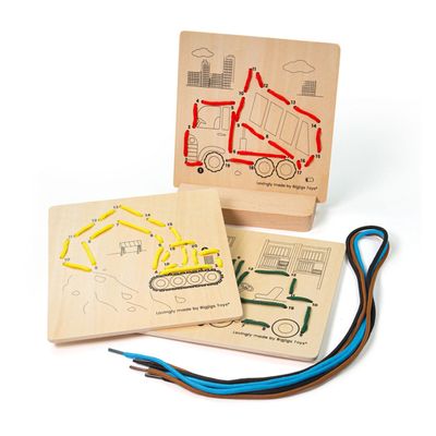 Bigjigs houten rijgpuzzel op nummer constructie, 8dlg.