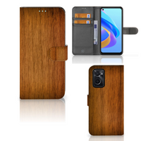 OPPO A76 | A96 Book Style Case Donker Hout - thumbnail