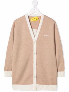 Off-White Kids cardigan long à motif Arrows - Marron