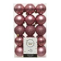 Decoris kerstballen - 30x st - oudroze - D6 cm - kunststof - kerstversiering