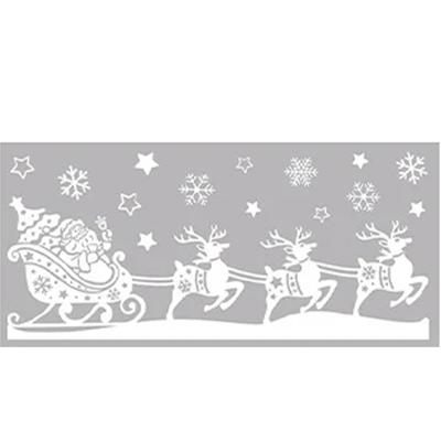 Kerst raamstickers rendieren met slee - vel van 23 x 49 cm - raamdecoratie