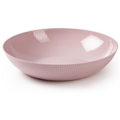 Fruitschaal/saladeschaal/serveerschaal - kunststof - roze - D30 x H6.5 cm Fruitschaal/saladeschaal/serveerschaal - kunststof - roze - D30 x H6.5 cm