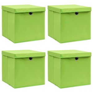 VidaXL Opbergboxen met deksel 4 st 32x32x32 cm stof groen