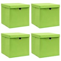 VidaXL Opbergboxen met deksel 4 st 32x32x32 cm stof groen