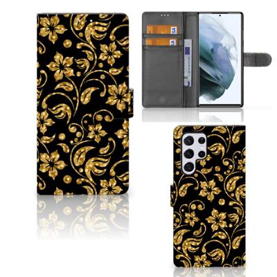Samsung Galaxy S22 Ultra Hoesje Gouden Bloemen Samsung Galaxy S22 Ultra Hoesje Gouden Bloemen