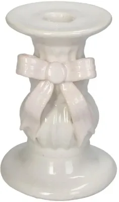 Kersten kandelaar aardewerk strik 8x11.5cm ivoor, roze