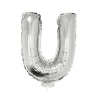 Opblaasbare letter ballons zilver 41 cm