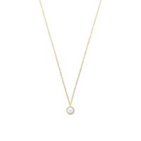 14K Geelgouden Collier met Parel - Verstelbare Lengte van 41-45 cm, 1 mm Schakelbreedte, 5.5 mm Parel