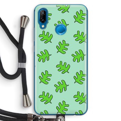 Groene blaadjes: Huawei P20 Lite Transparant Hoesje met koord