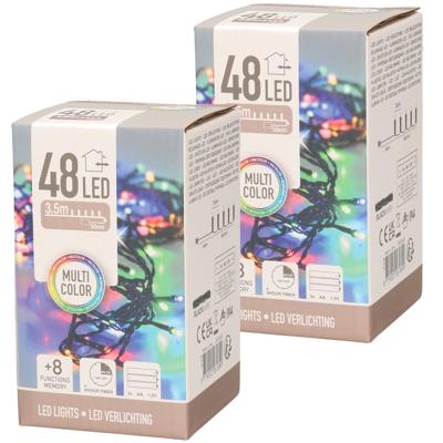 Kerstverlichting - 2x - gekleurd - op batterijen - 3,5 meter - indoor