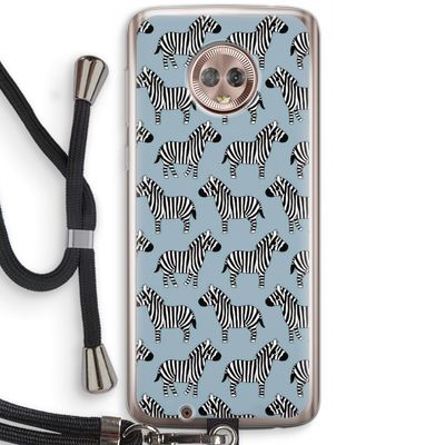 Zebra: Motorola Moto G6 Transparant Hoesje met koord