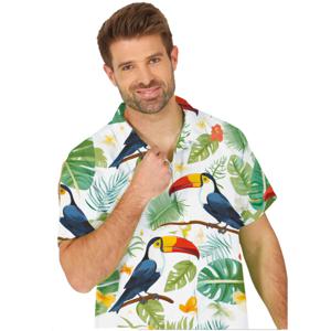 Tropical party Hawaii blouse heren - toekan - groen - carnaval/themafeest