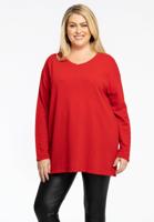 Yoek Trui met V-hals cashmere | Light Red | Maat 54/56