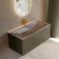 Badmeubel Mondiaz Kurve-Dlux | 100 cm | Meubelkleur Shadow | Wastafelkleur Sombra | Solid surface | Wasbak midden spoelbak | 1 kraangat