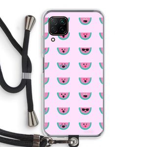 Smiley watermeloenprint: Huawei P40 Lite Transparant Hoesje met koord