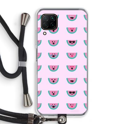Smiley watermeloenprint: Huawei P40 Lite Transparant Hoesje met koord
