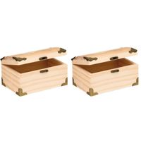 Set van 2x stuks houten kistjes ronde deksel 18 x 12,5 cm hobby/knutselmateriaal