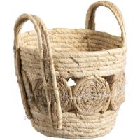 Leen Bakker - Mand Rondo - Naturel - 26,5xØ24 Cm - Natuurlijk Materiaal - Beige - H20 Cm