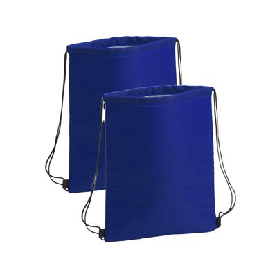 Koeltasje rugzak met draagkoord - 2x - blauw - 32 x 42 cm - drankjes/lunch rugtas - polyester/alumin