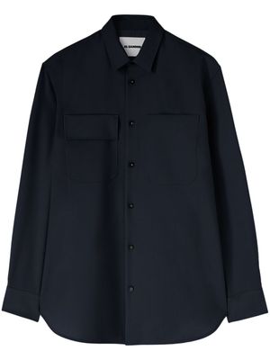 Jil Sander chemise en laine à manches longues - Bleu