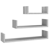 The Living Store Wandschap - Wandplanken - 60 x 15 x 10 cm - Grijs sonoma eiken