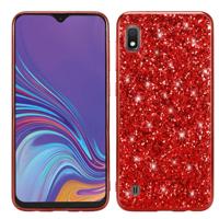 Glittery poeder schokbestendig TPU Case voor Galaxy A10 (rood)