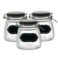 Weckpot/inmaakpot - 6x - 1L - glas - met beugelsluiting - incl. etiketten