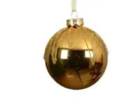 Decoris kerstbal glas d8cm goud met glitter - thumbnail