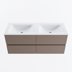 MONDIAZ VICA 120cm badmeubel onderkast Smoke 4 lades. Wastafel CLOUD dubbel zonder kraangat, kleur Talc.