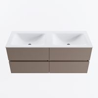 MONDIAZ VICA 120cm badmeubel onderkast Smoke 4 lades. Wastafel CLOUD dubbel zonder kraangat, kleur Talc.