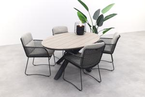 4 Seasons Aprilla - Antraciet / Edison 180 x 115 cm. tafel - ovale tuinset