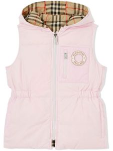 Burberry Kids gilet réversible à patch logo - Rose