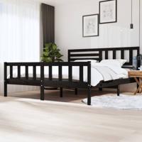 Bedframe massief hout zwart 200x200 cm