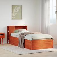 Bedframe zonder matras massief grenenhout wasbruin 75x190 cm