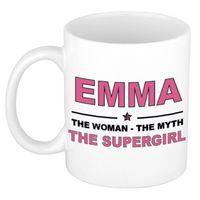 Naam cadeau mok/ beker Emma The woman, The myth the supergirl 300 ml - Naam mokken - thumbnail