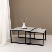 Salontafelset 'Lisa' 65 en 50cm, kleur zwart / beton