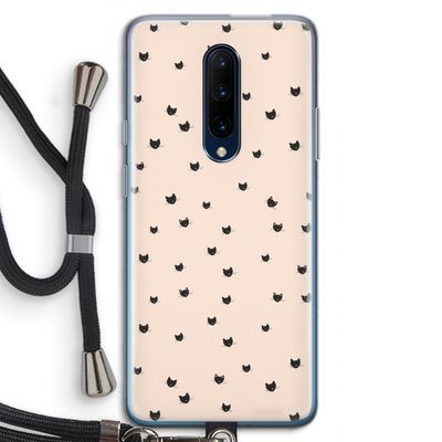 Kleine kattenkopjes: OnePlus 7 Pro Transparant Hoesje met koord