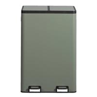 Leen Bakker - Pedaalemmer Duo - - 60 Liter - Metaal - Groen - 46.9x71.5x35.7 Cm