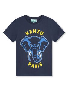 Kenzo Kids t-shirt en coton à logo imprimé - Bleu