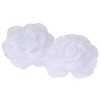 Kerstboomversiering Bloemen - 2x stuks - 9 cm - wit glitter - op clip - ornament