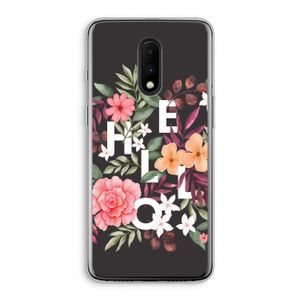 Hello in flowers: OnePlus 7 Transparant Hoesje
