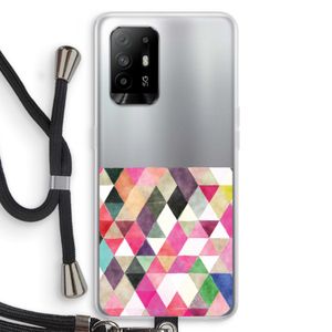 Gekleurde driehoekjes: Oppo A94 5G Transparant Hoesje met koord