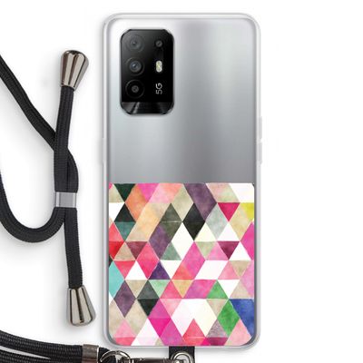 Gekleurde driehoekjes: Oppo A94 5G Transparant Hoesje met koord