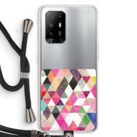 Gekleurde driehoekjes: Oppo A94 5G Transparant Hoesje met koord