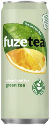 Fuze Tea frisdrank, niet-bruisend, sleek blik van 33 cl, pak van 24 stuks, groene thee