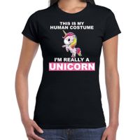 Human costume really unicorn eenhoorn verkleedshirt / outfit zwart voor dames