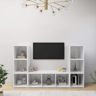 Tv-meubelen 3 st 107x35x37 cm bewerkt hout wit