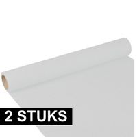 2x Feest/party witte tafeldecoratie papieren tafelloper 300 x 40 cm   -