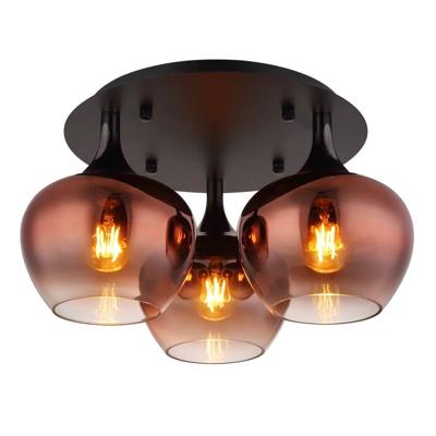 Globo Zwarte plafondlampMaxy met rood glas Ø 45cm - 15548-3DG