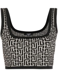 Balmain débardeur crop à motif monogrammé - Tons neutres
